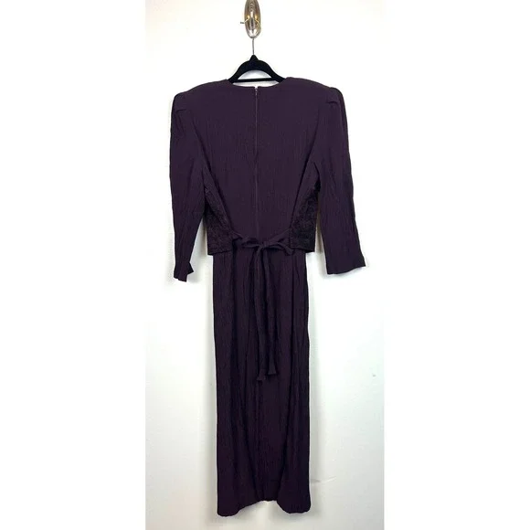 Miss Dorby Vintage 90s Purple Maxi Dress Floral Brocade Patchwork Size 12 Church - Picture 7 of 9